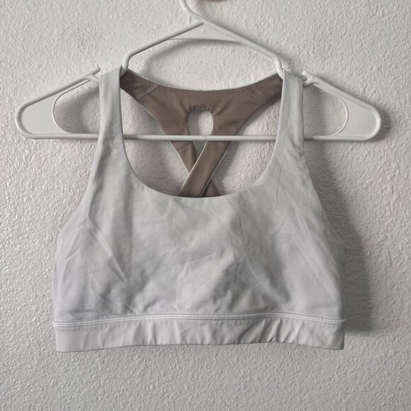 Lululemon Dresses & Skirts - Lululemon Time to Sweat Cross Back Straps Keyhole Back Sports Bra Sz 8 White